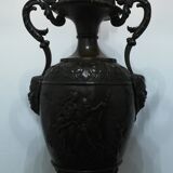 Lamp foot in patinated bronze medal