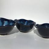 3 Vallauris Cups deep blue wavy edge