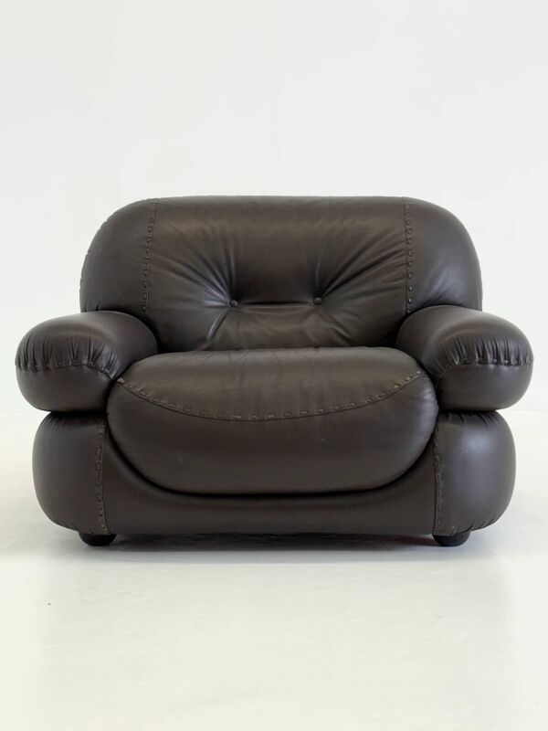 Fauteuil Sapporo en cuir marron foncé pour Mobil Girgi