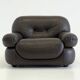 Dark brown leather Sapporo armchair for Mobil Girgi