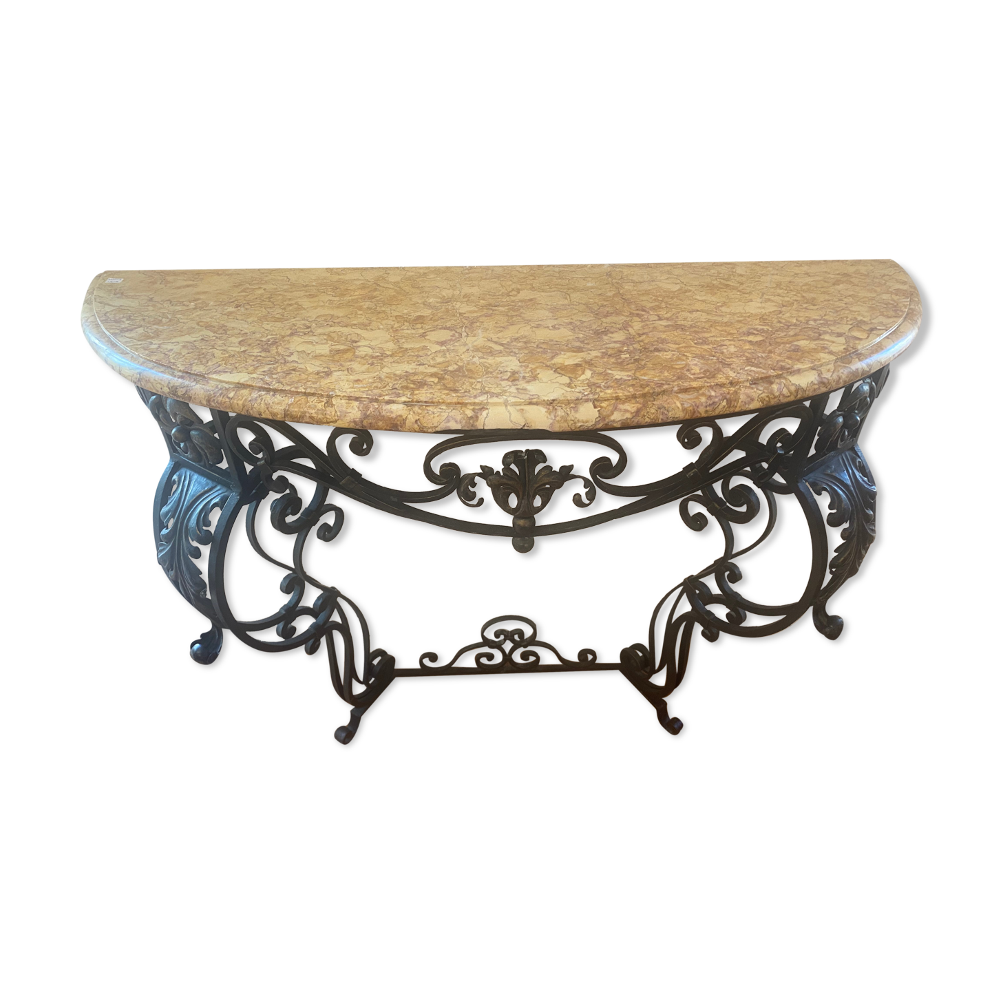 Console en fer forgé de style Louis XV, avec son marbre