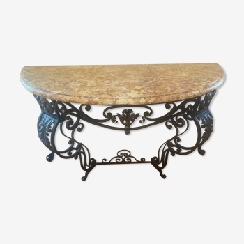 Wrought iron console louis xv style