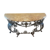 Console en fer forgé de style Louis XV, avec son marbre