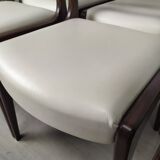 6 white leather Scandinavian chairs