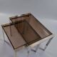 Vintage nesting tables from the 1970s, chrome and smoked glass, mid-century modern.