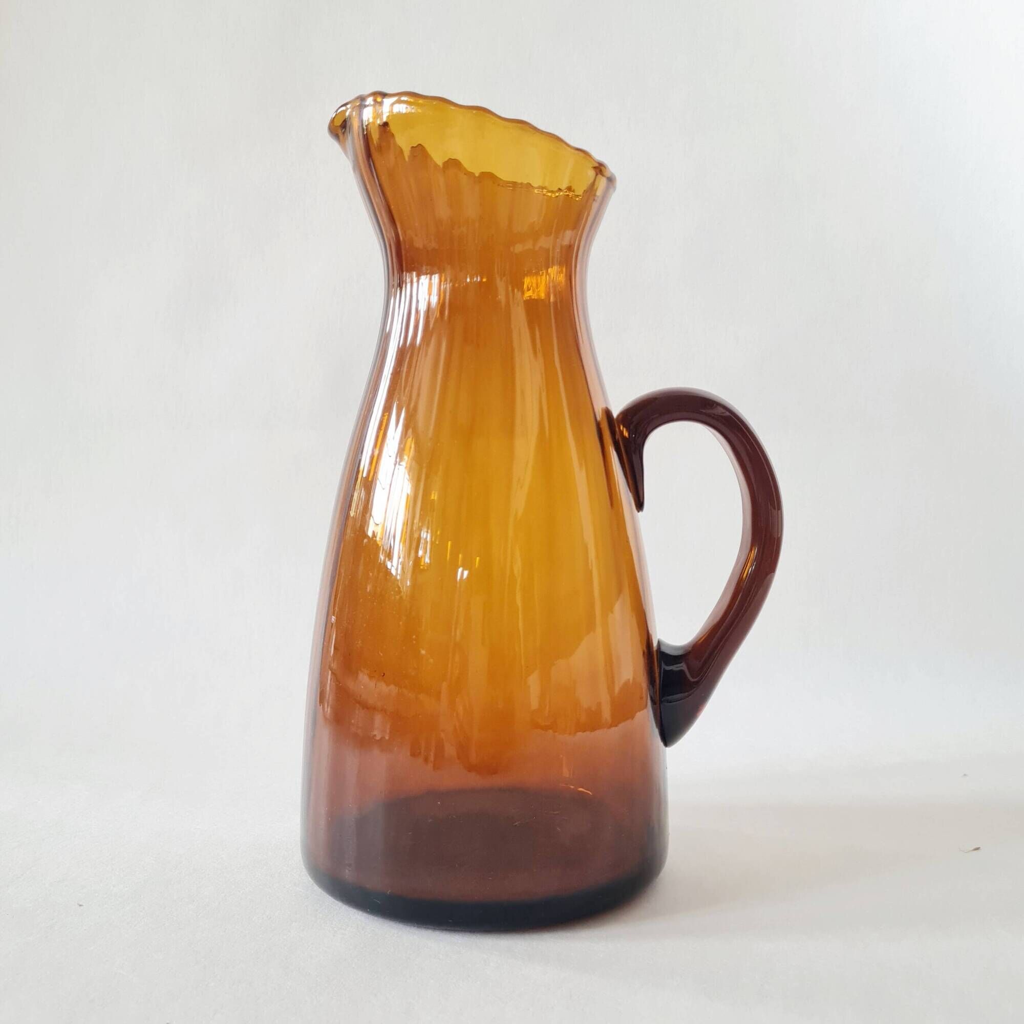 Amber glass carafe - lace neck