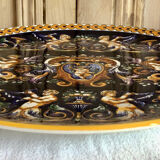 Gien Renaissance cake pie dish blue background 1971/1984