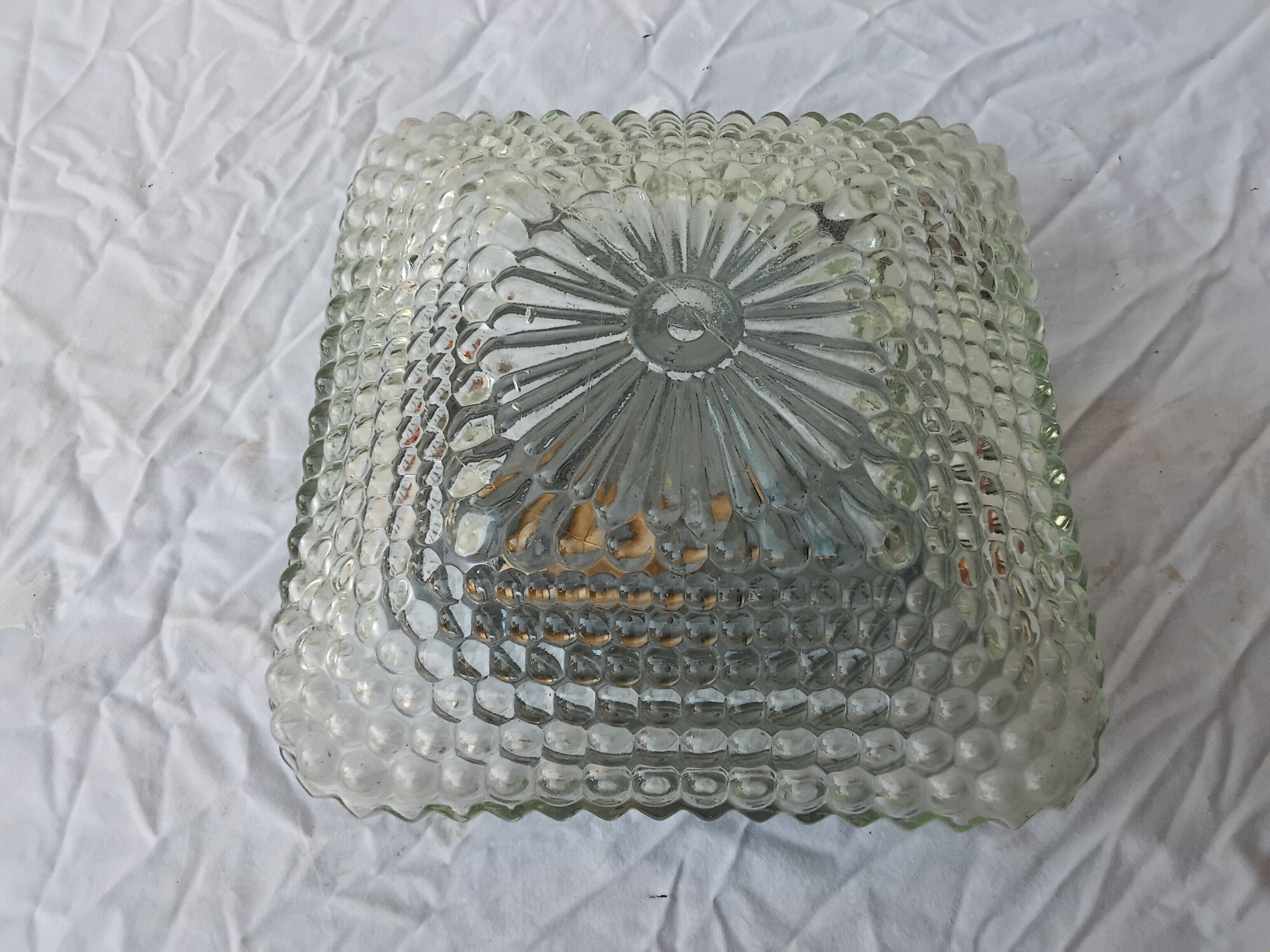 Ceiling light / wall light in bubbled glass