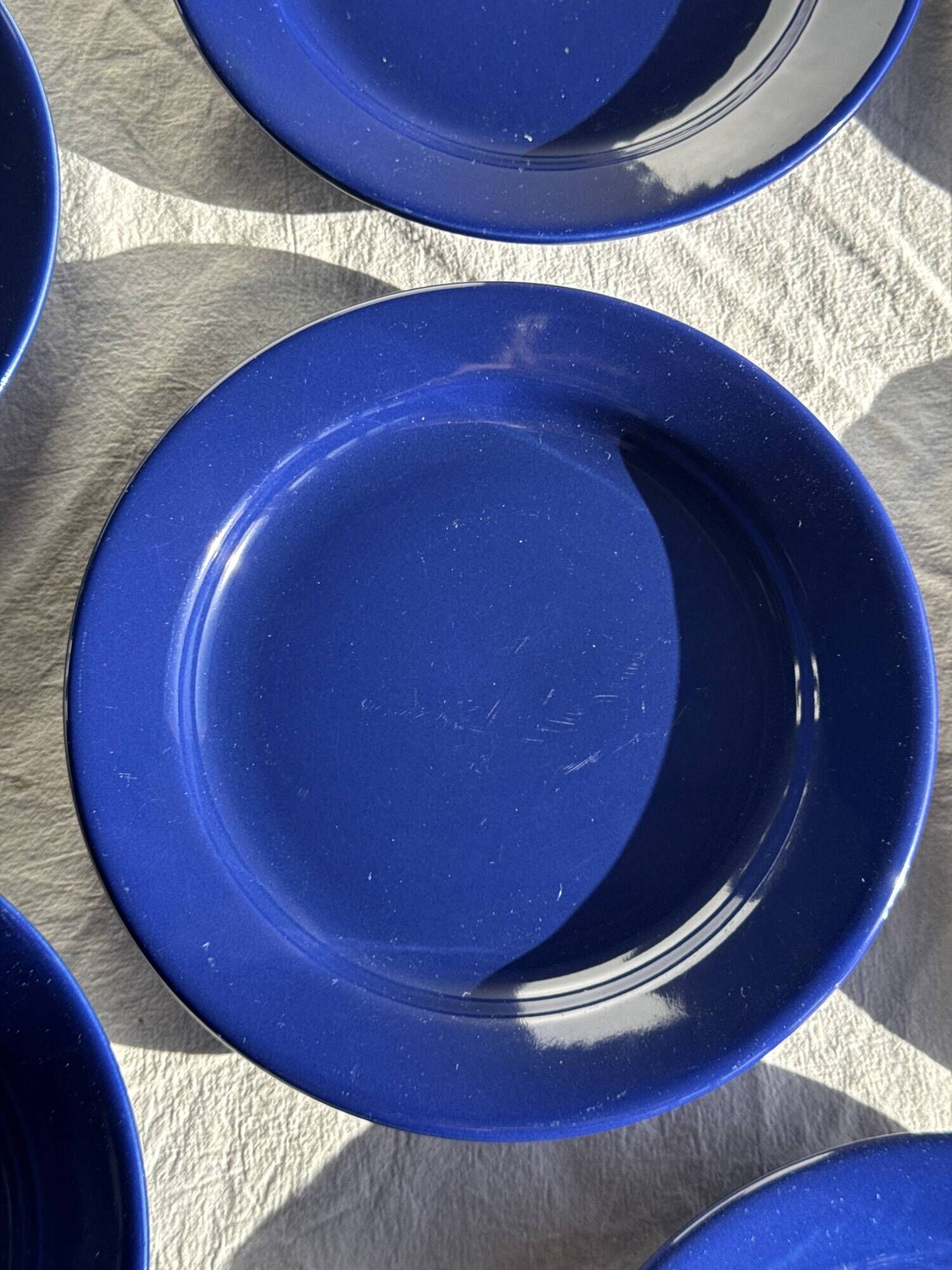Set of 12 vintage blue ceramic plates D23