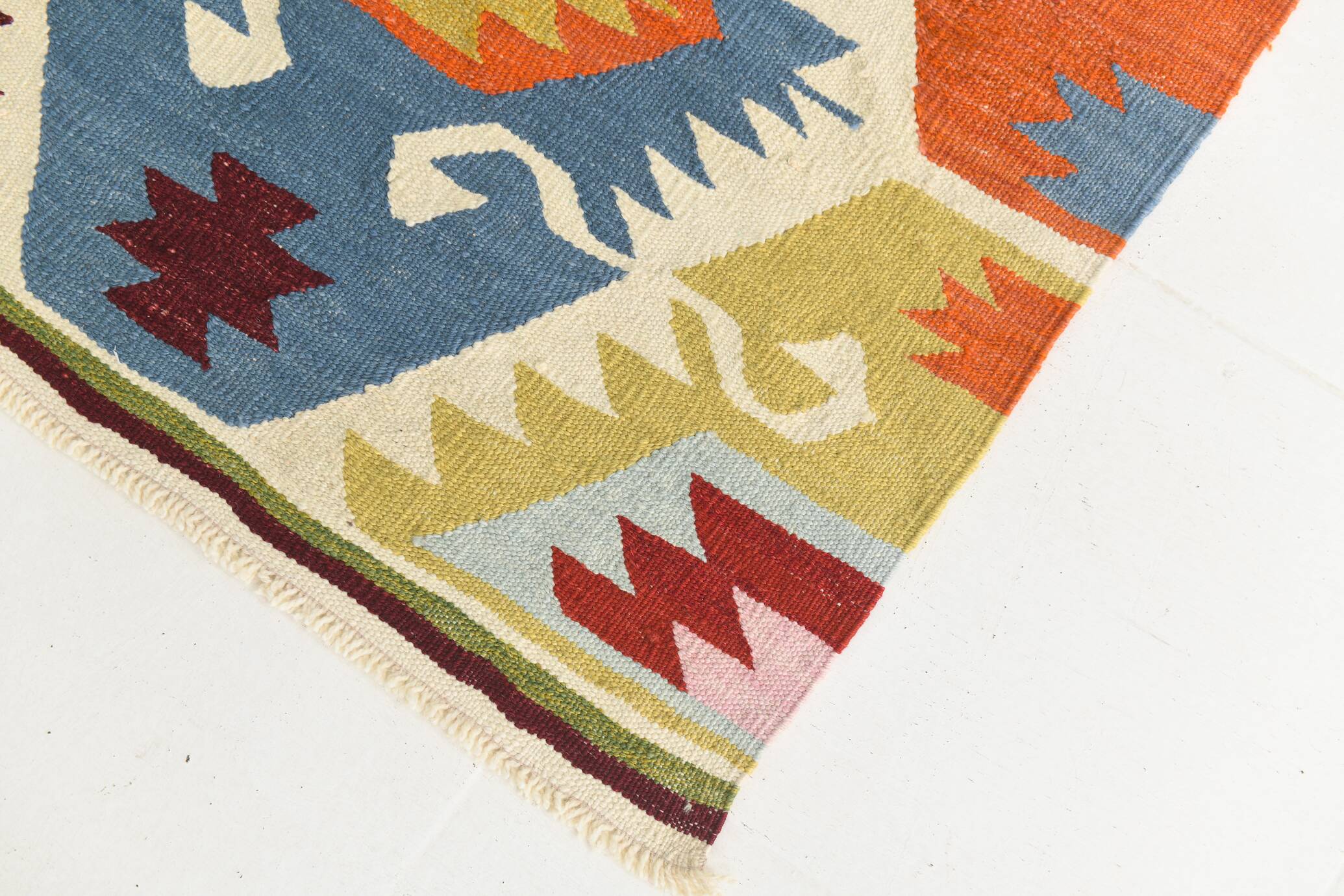 Turkish Geometric Tribal Vintage Kilim Rug, 254x348Cm