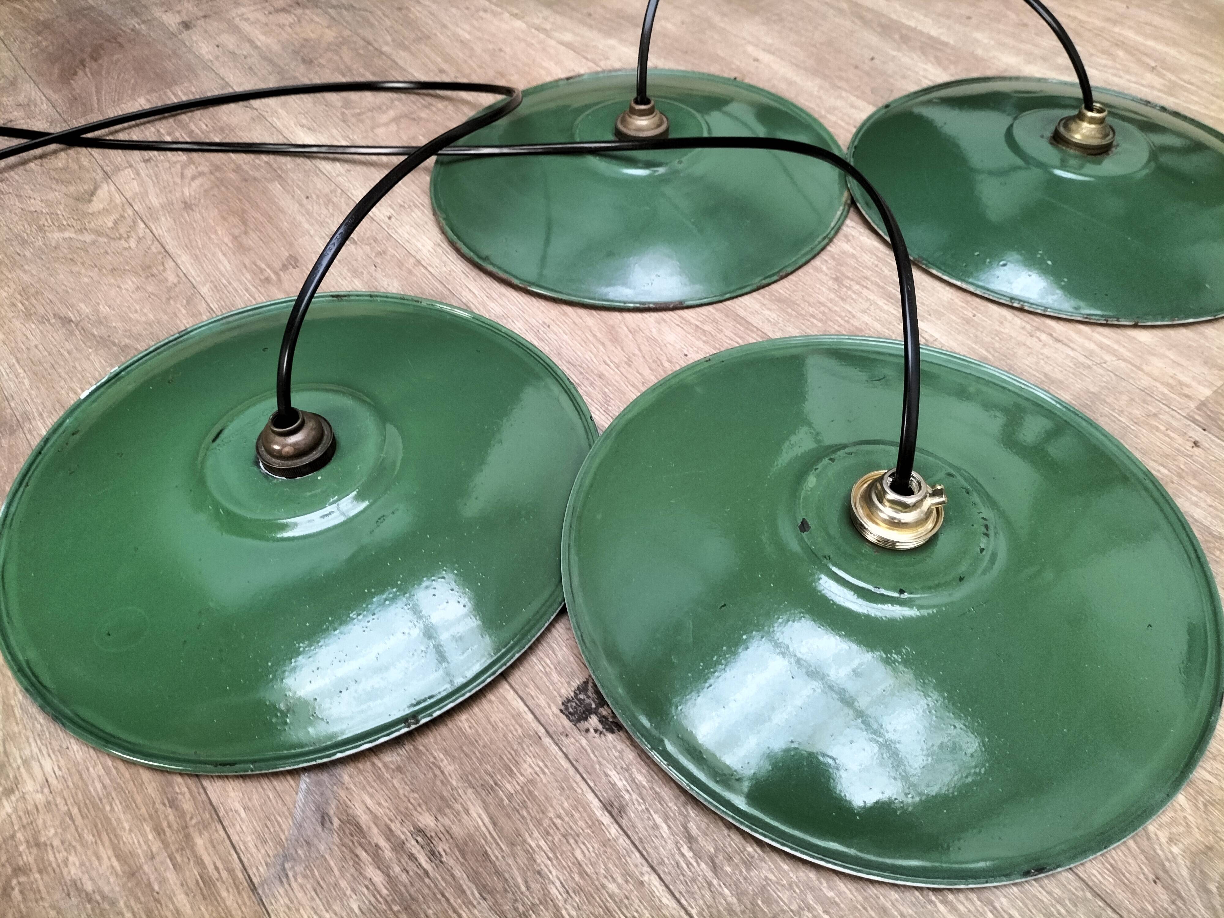 Enameled sheet metal pendant lights
