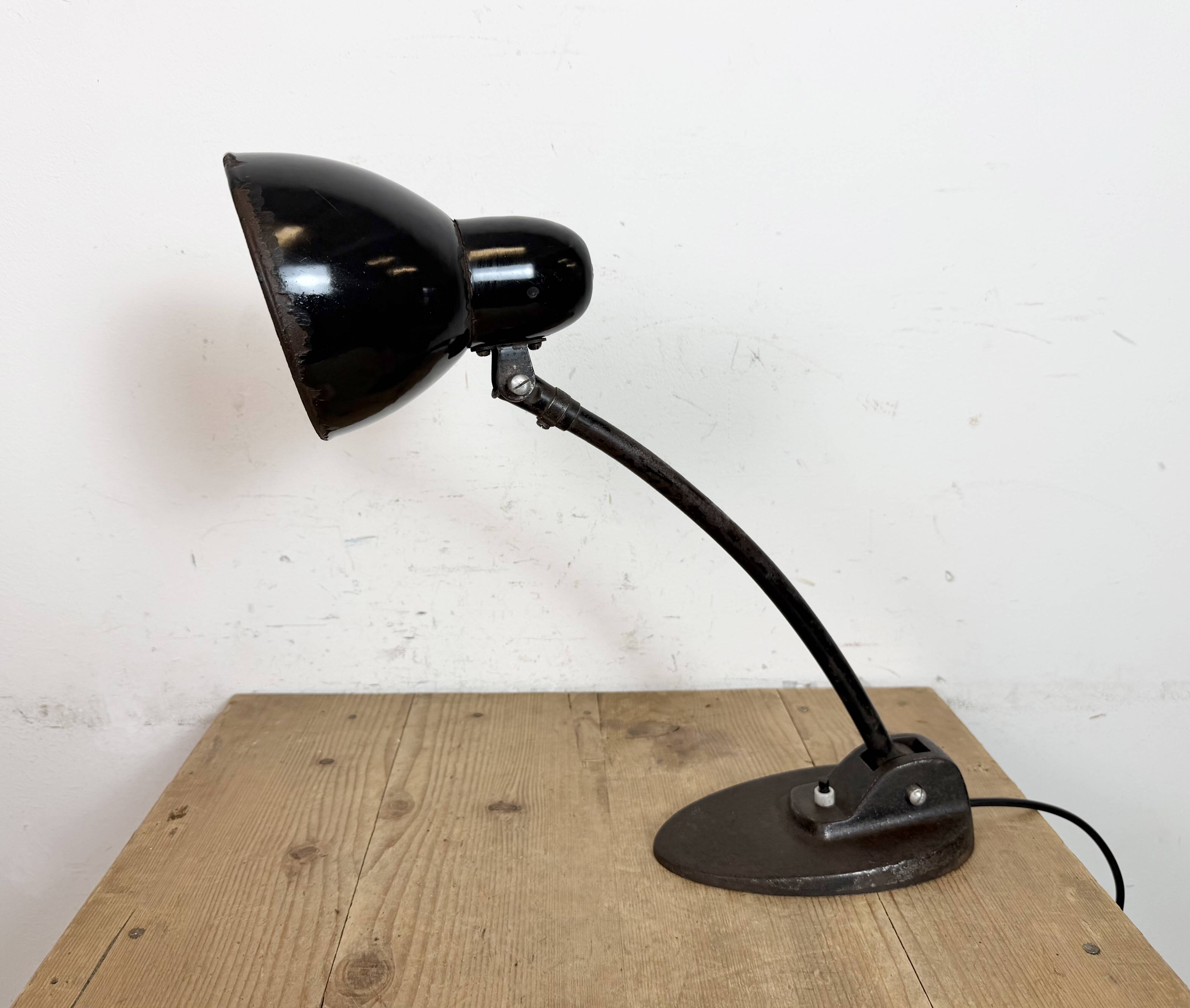 Industrial Black Enamel Bauhaus Desk Lamp, 1930s