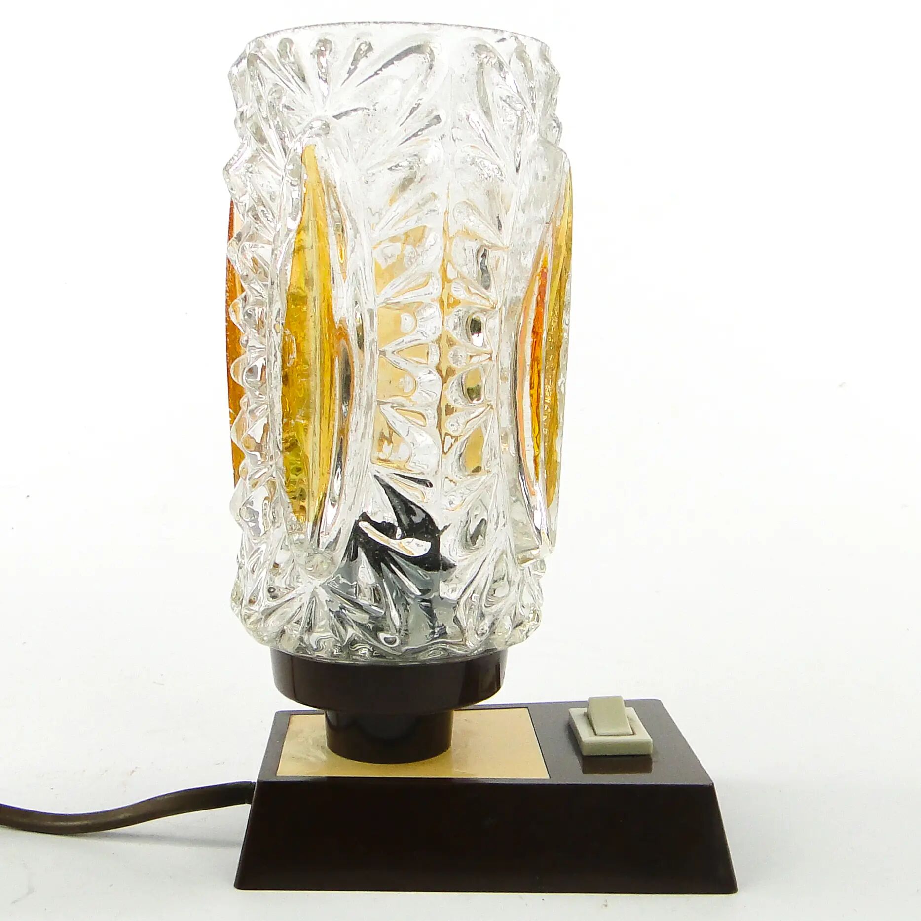Mid-century modern bedside lamp, glass, Germany, 1970s
