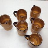 6 glazed terracotta mugs