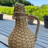 Bottle in wicker glass scoubidou