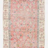 3x9 Vintage All-Over Floral Red Turkish Runner Rug, 92x286Cm
