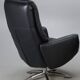 Modern Black Leather Swivel Armchair — Chrome Base — 2000s — H 107 cm