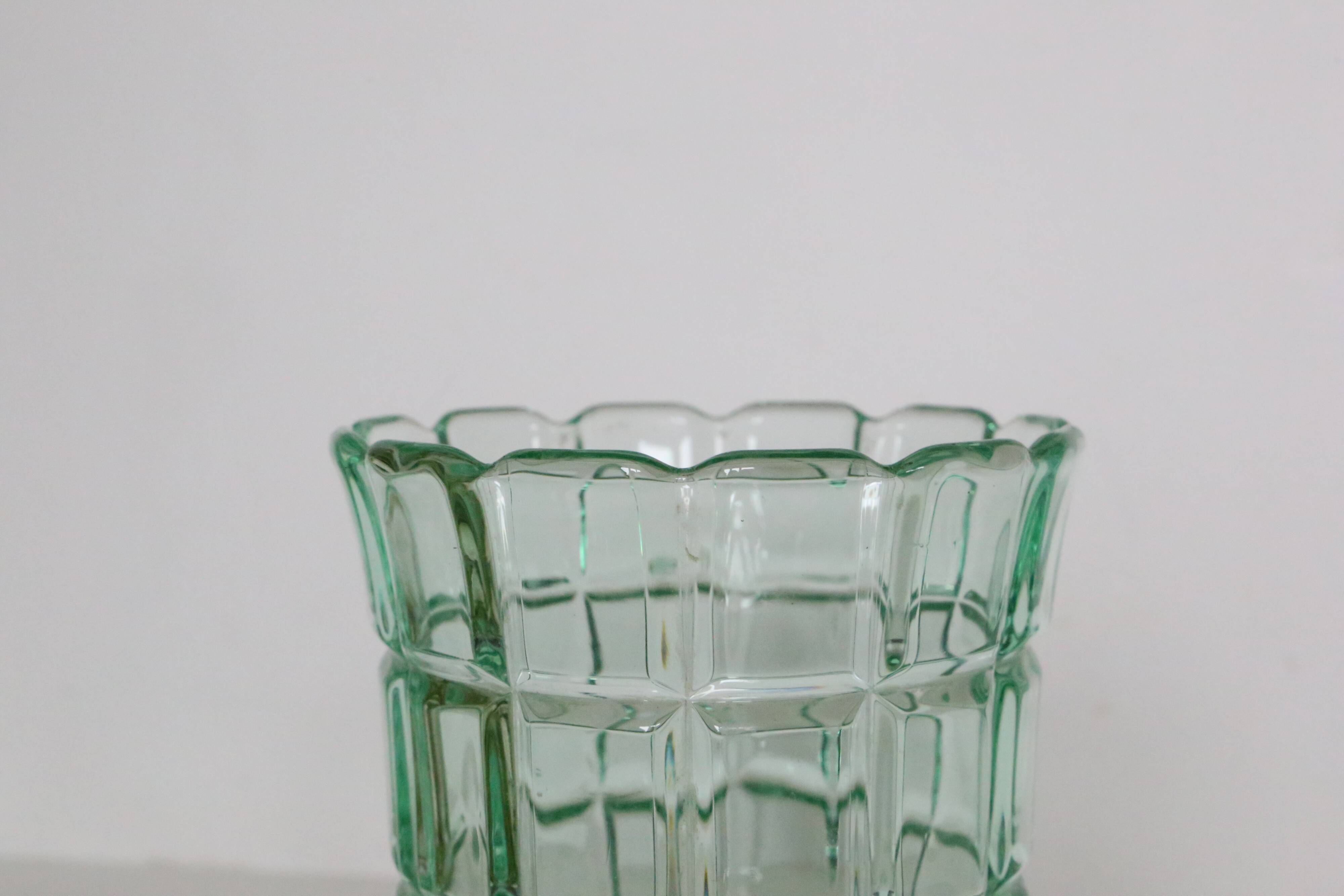 Green crystal vase, vintage French