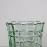 Green crystal vase, vintage French