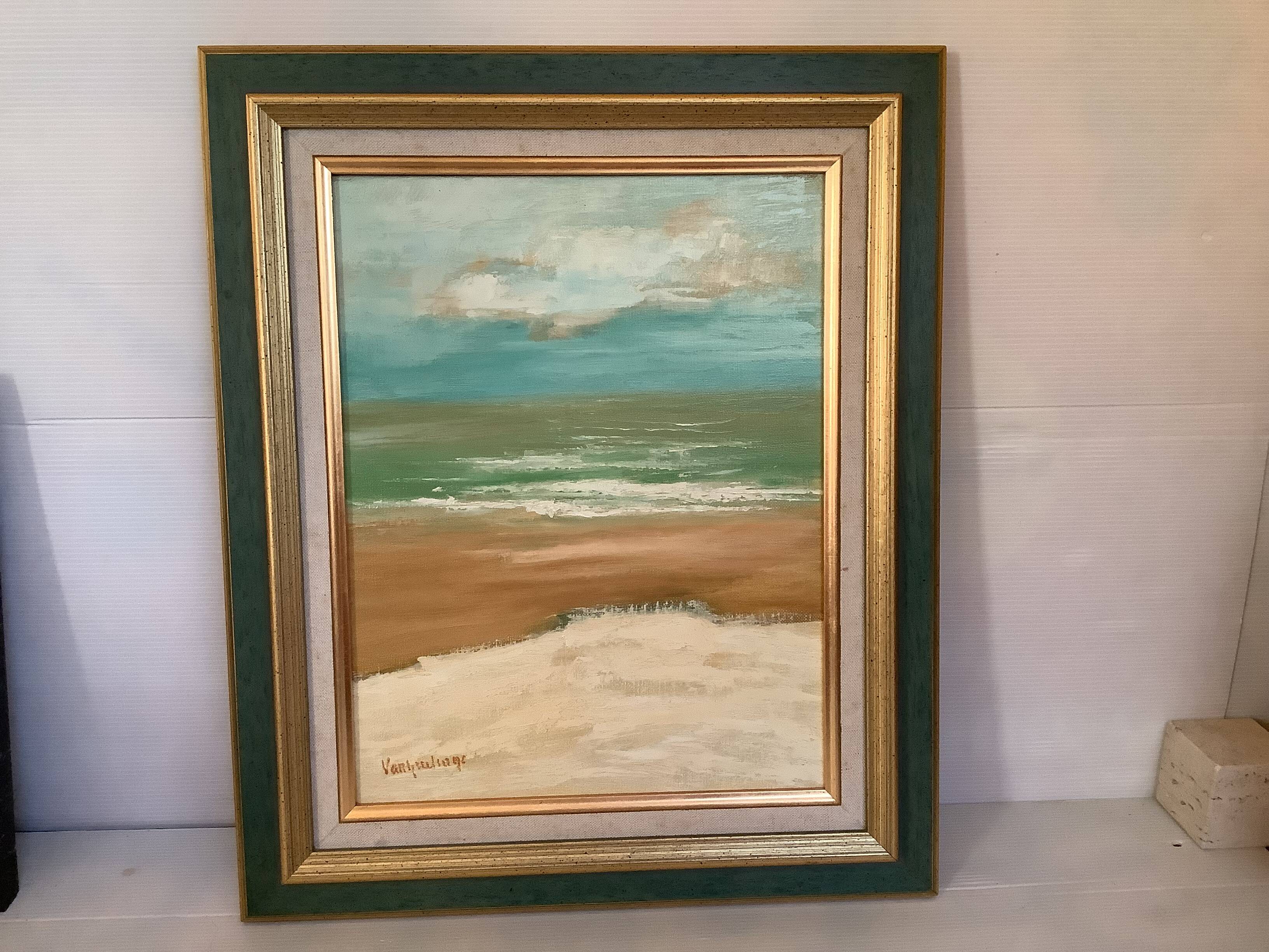 Marine painting by Pierre Van Grevelinge, oil on canvas, signed.