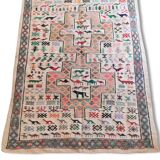 Tapis kilim marocain avec motifs animaux et géométriques 95x145 cm