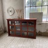 Mahogany sideboard with sliding glass doors