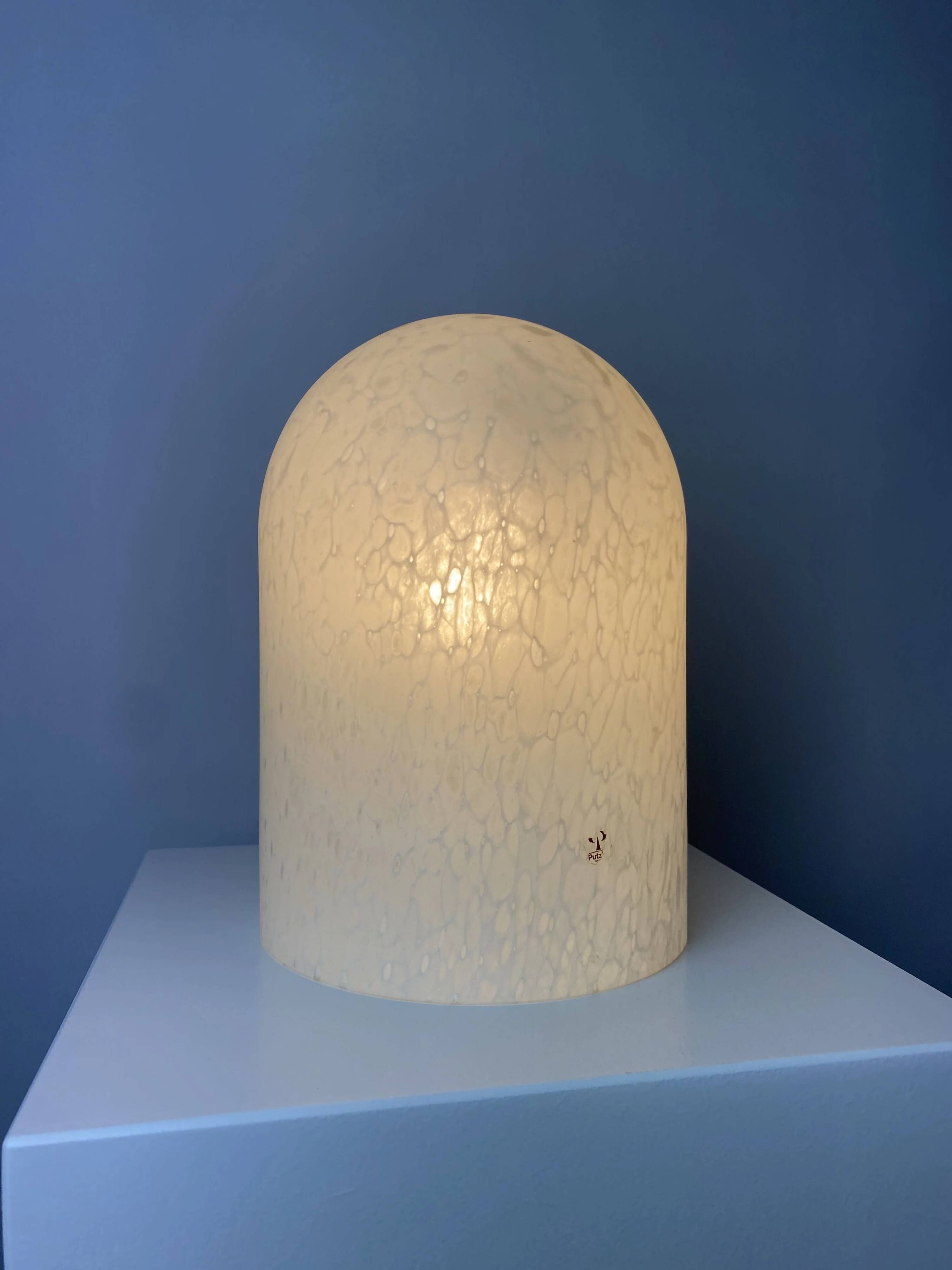 Dome table lamp in white crystal glass Peill and Putzler 1970