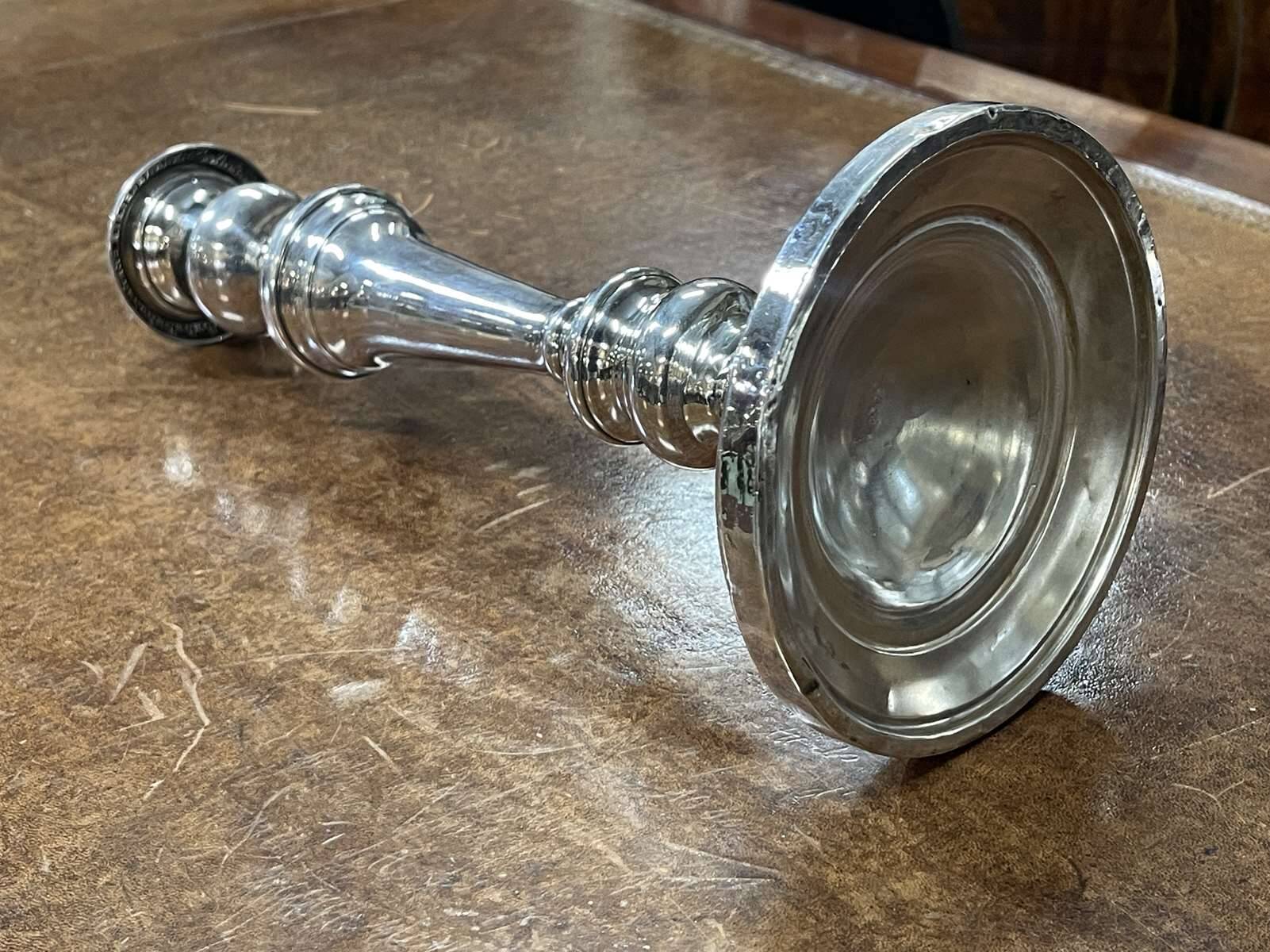 Pair of silver metal candlesticks - early 20th century