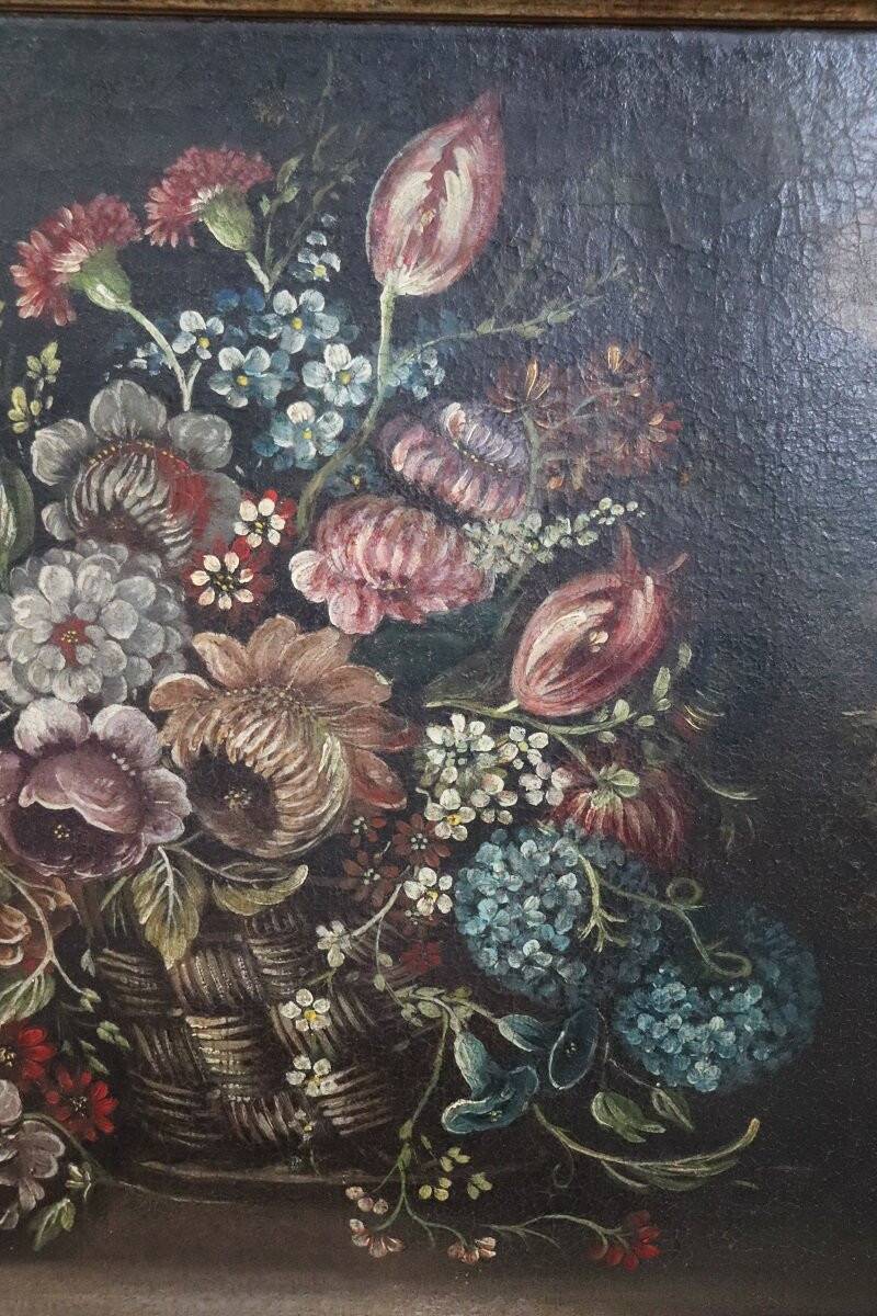 Still Life With Flowers, Oil On Canvas, Italy 18th Century