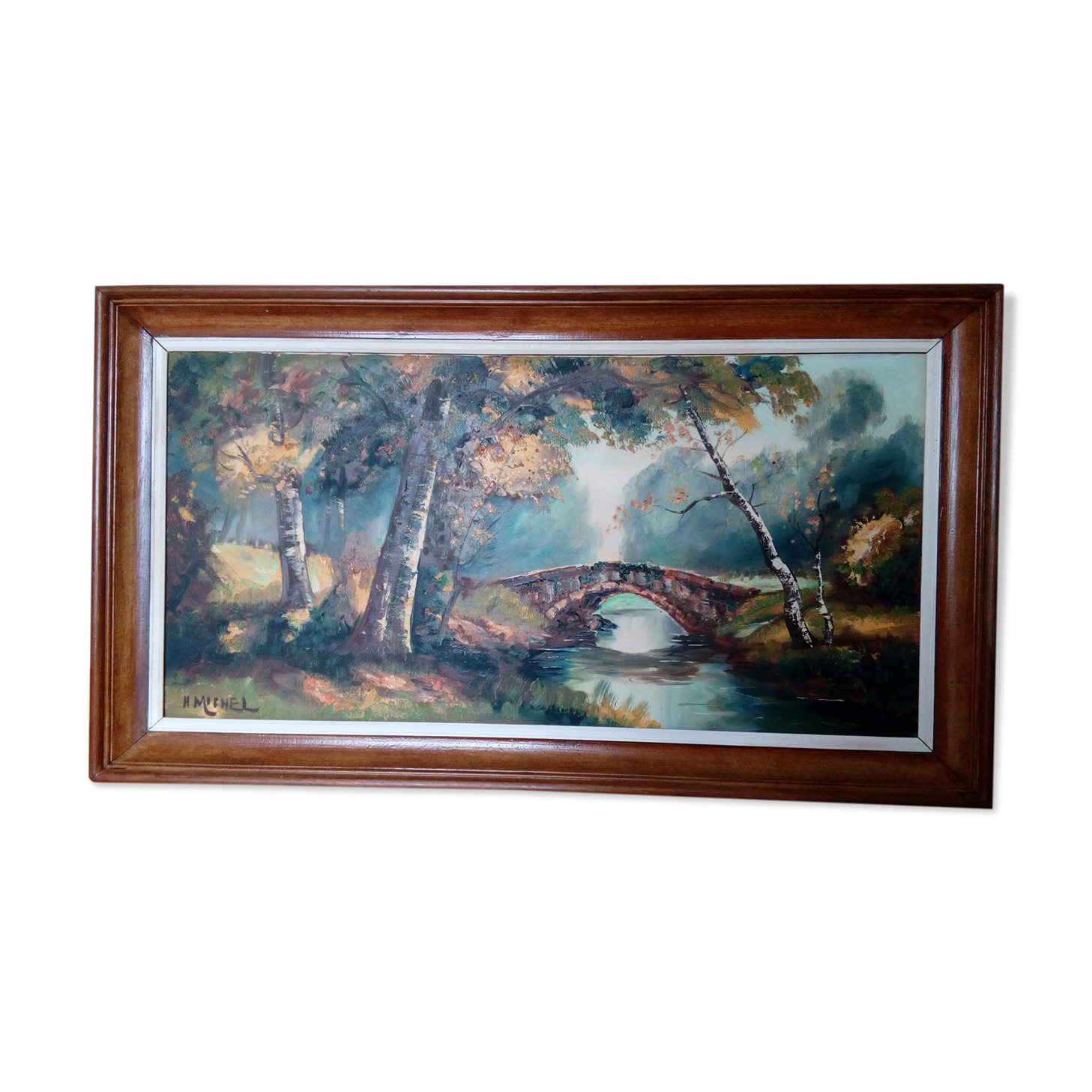 Tableau paysage automne huile sur toile signée H.Michel