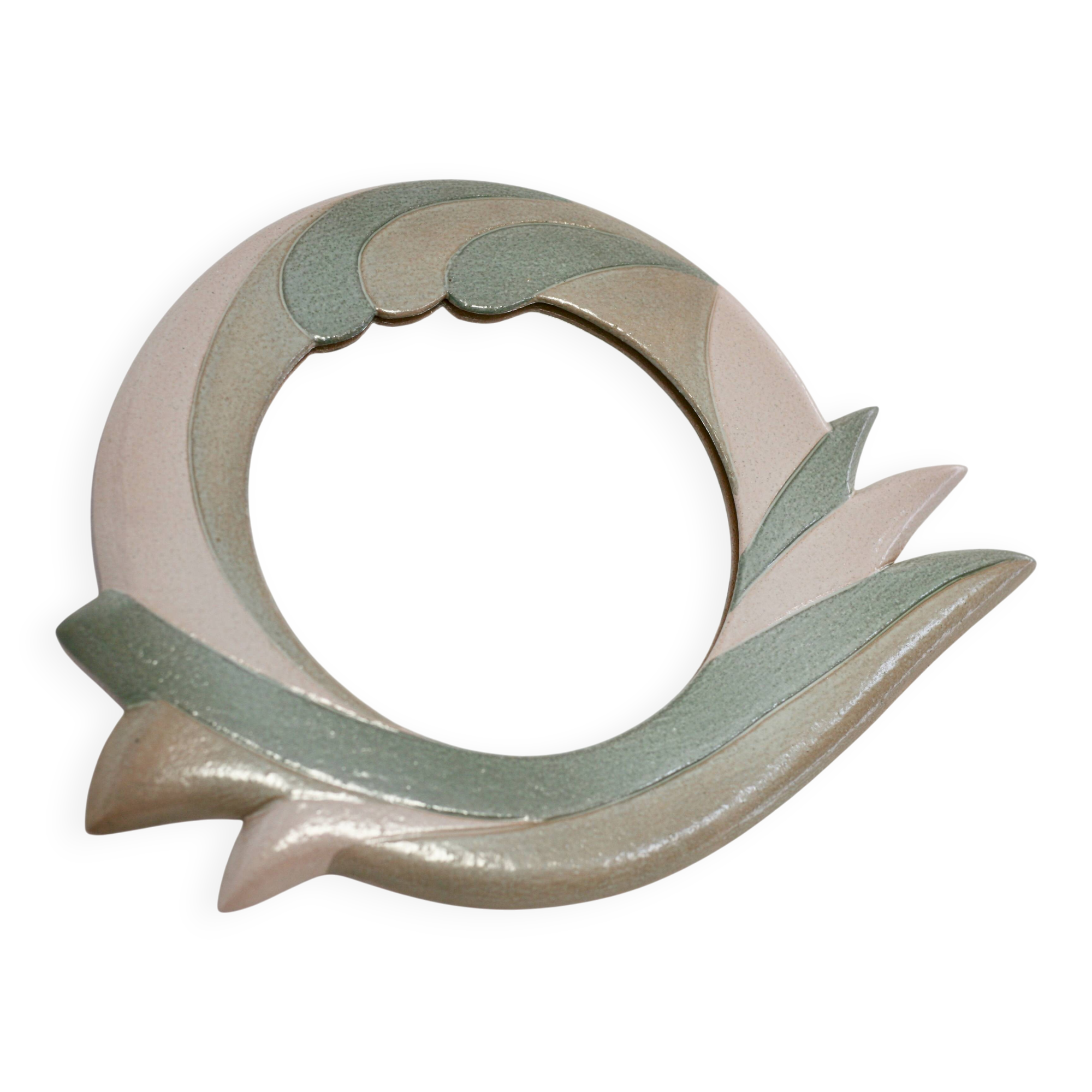 Ceramic mirror, 1970s, signed.