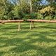 Pair of antique farmhouse benches in solid wood – brutalist style – 180 cm
