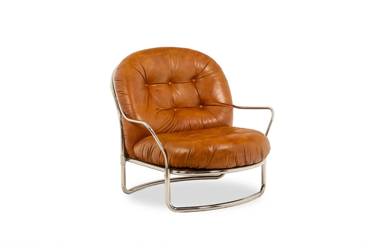 Carlo Di Carli. Leather and metal armchair. 1970s.