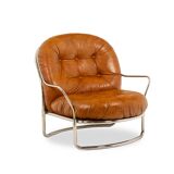 Carlo Di Carli. Leather and metal armchair. 1970s.