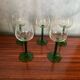 Set of 5 alsace balloon wine glasses vintage green glass