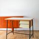 Formica, beech and black metal desk, Modernist Design, 1960