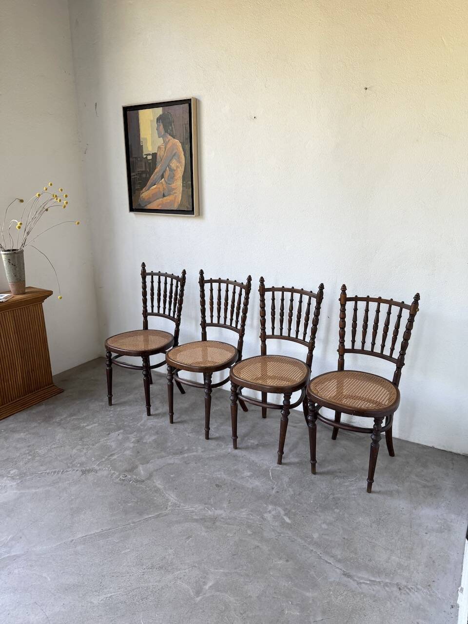 Set of 4 Fischel cane bistro chairs n019