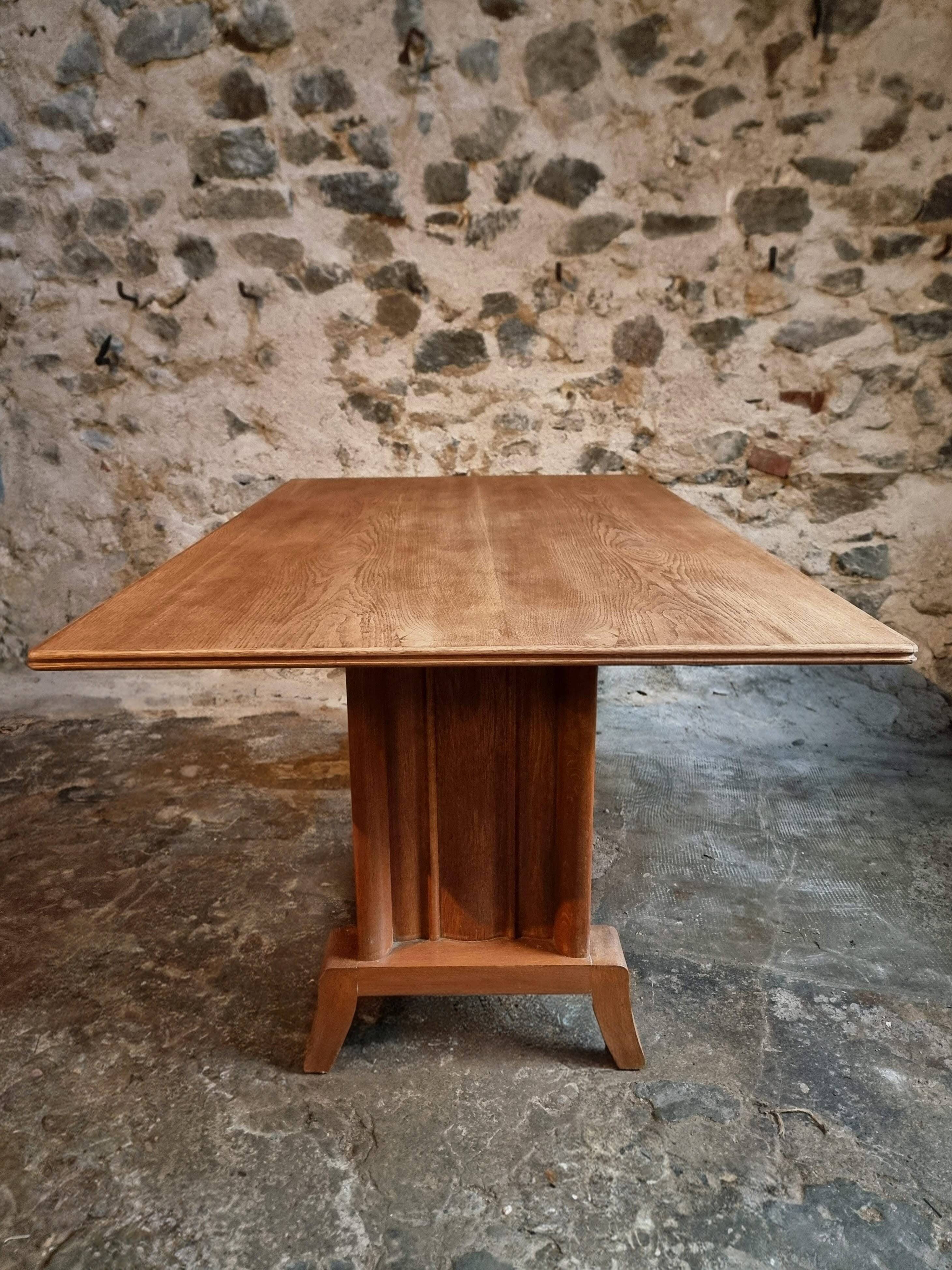 French Art Deco dining table in oak, 1930–1950