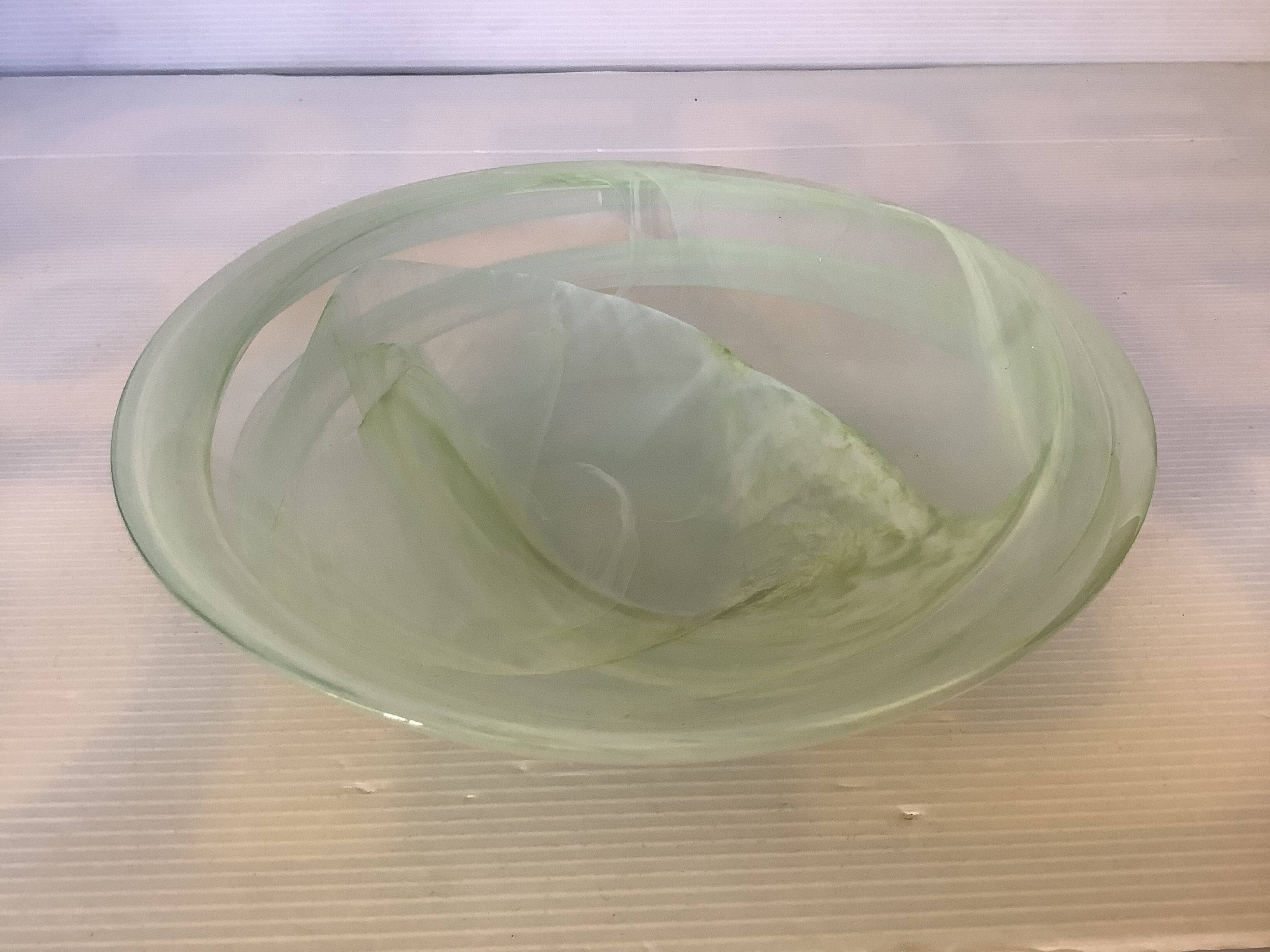 Large green pâte de verre dish.