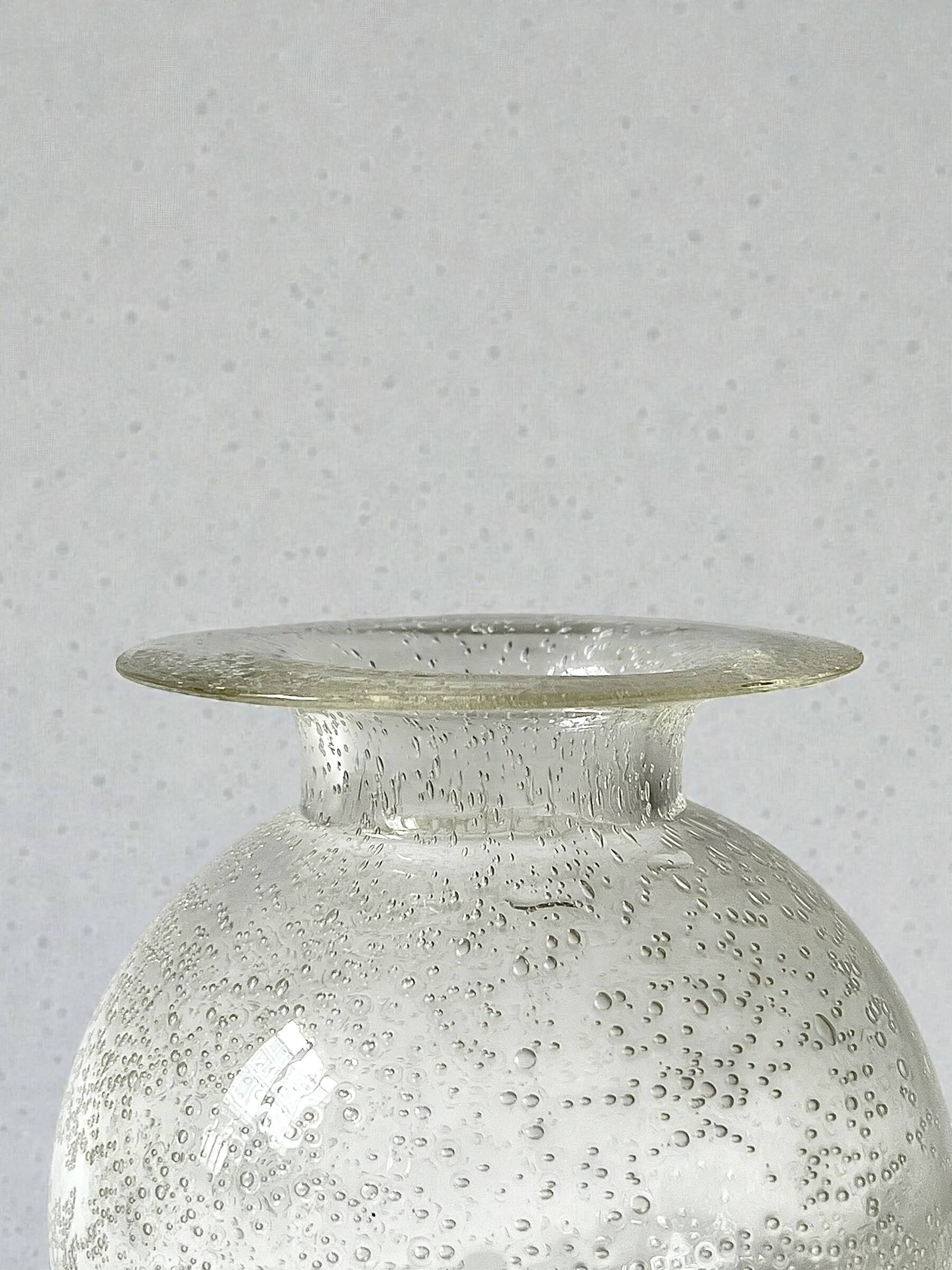 Blown glass vase with bubbles from Biot, France 1970