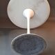Tulip pedestal table in veined white marble and cast aluminum base, 1970/1980