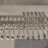 12 forks and 12 fish knives, silver-plated metal, Apollo Empire