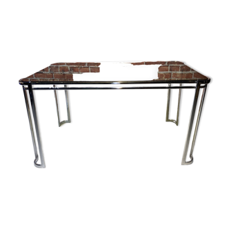 Glass and metal table