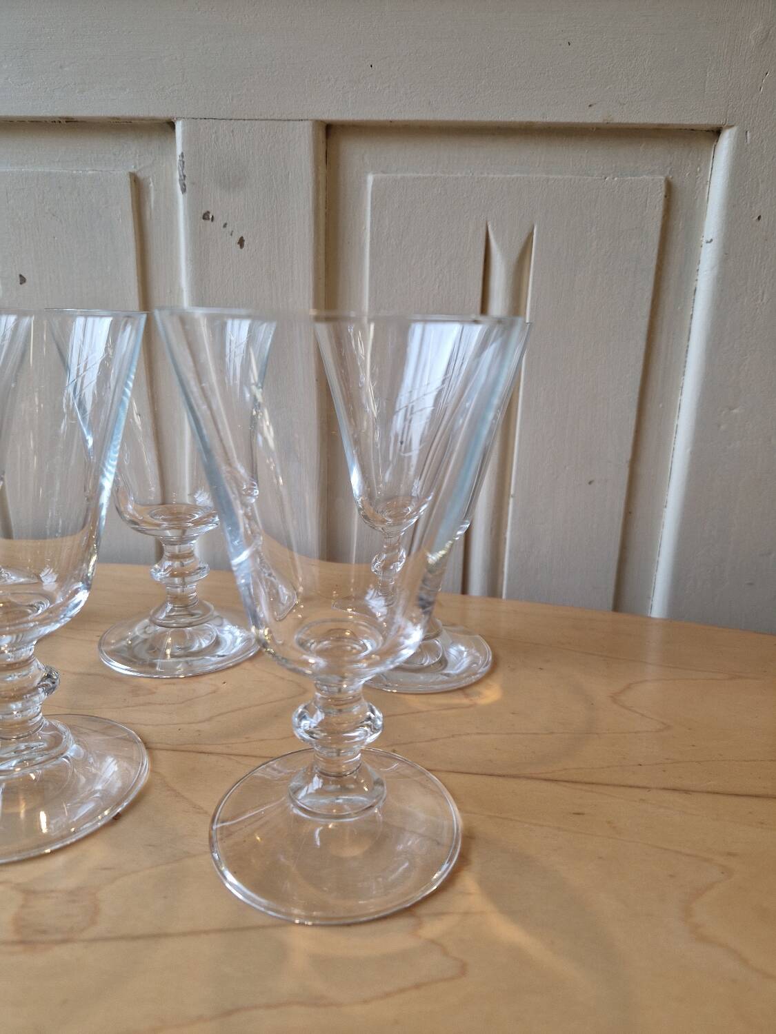 Set of 10 vintage 1970s crystal water or wine glasses