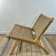 Fauteuil lounge en teck massif et jonc de mer tressé, années 2000
