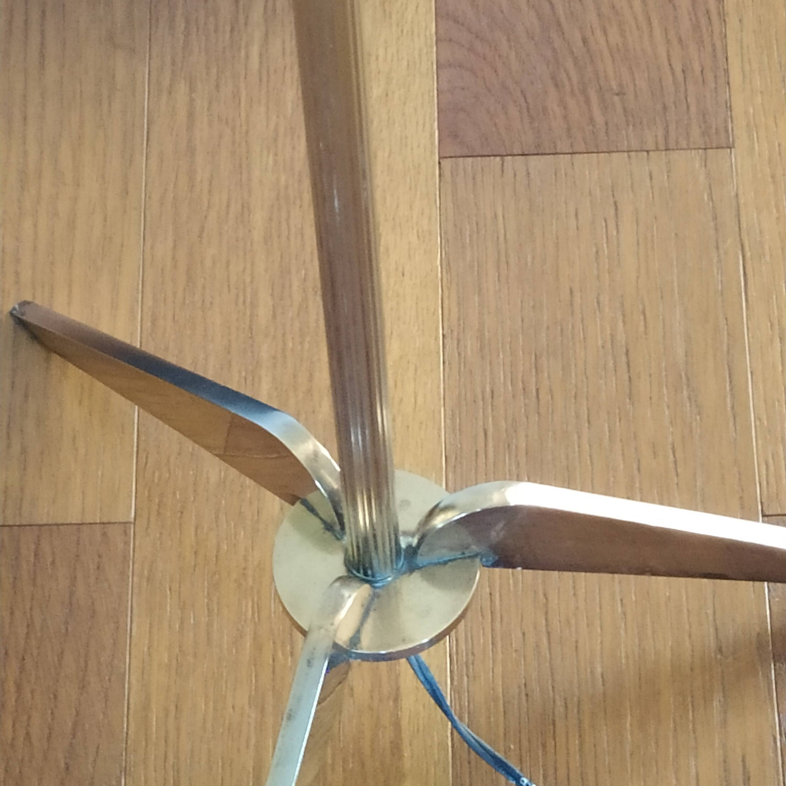tripod floor lamp 1950 brass Maison Lunel