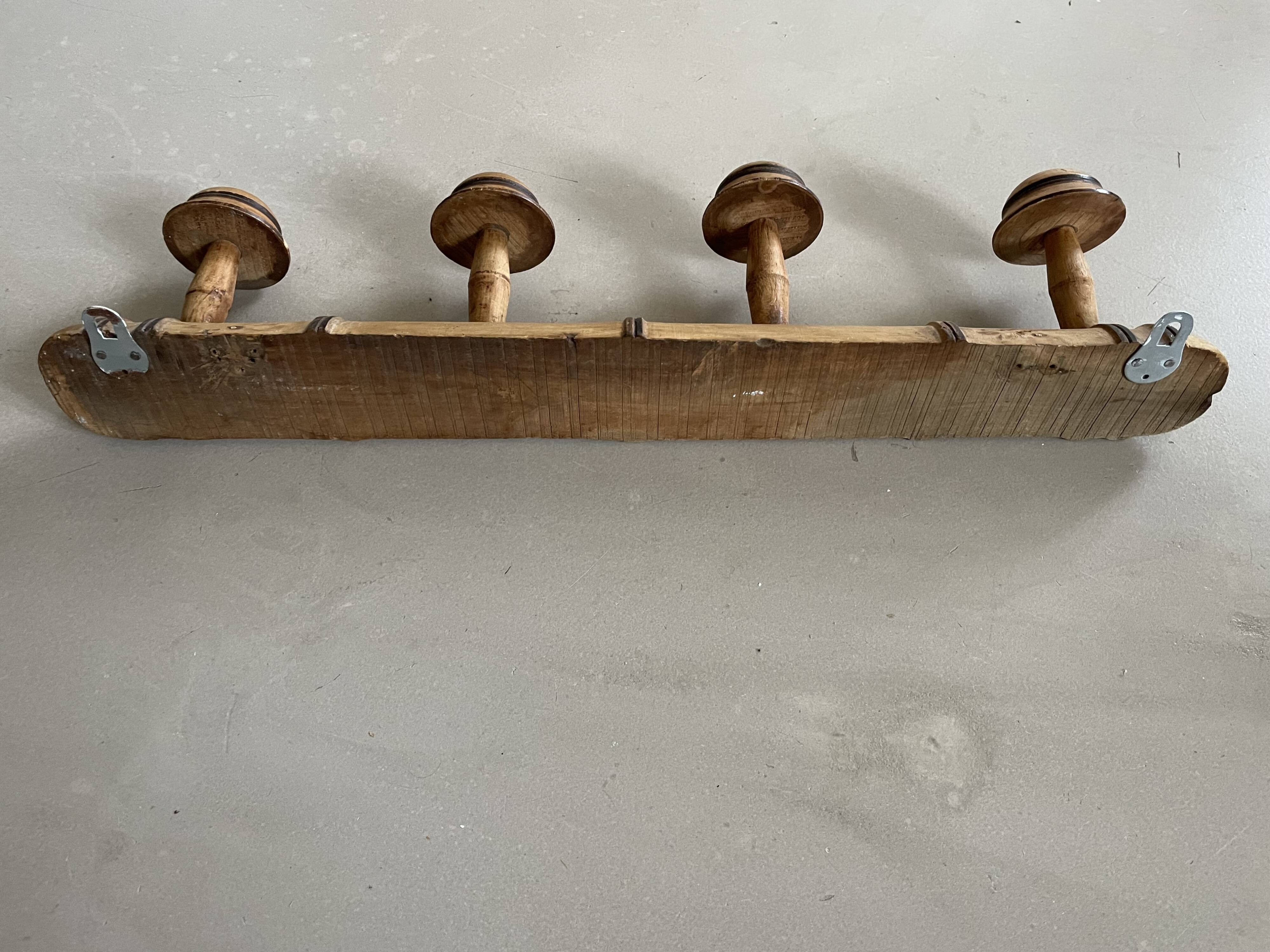 Vintage wooden wall coat rack