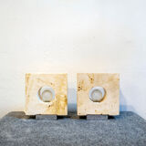Travertine table lamps by Giuliano Cesari for Nucleo Sormani, 70s, set of 2