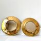 Round mirrors strapping in vintage gilded brass