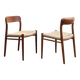 Mid-Century Model 75 Chairs in Teak by Niels O. Møller for J.L. Moller, 1950, Set of 2